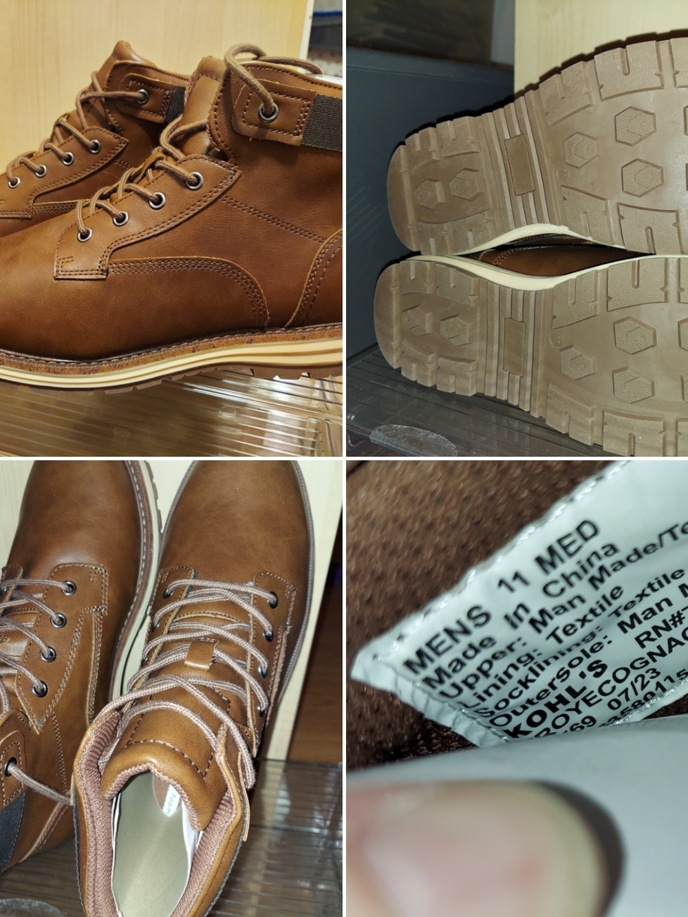 Sonoma Men's Tan-Brown Lace-Up Boots Size 11